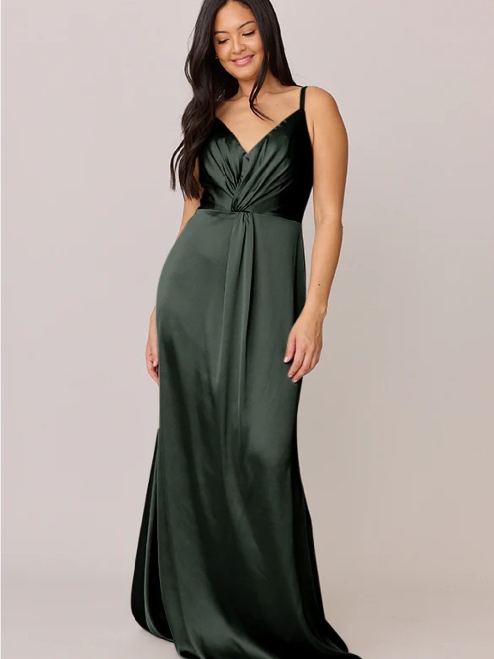 Revelry Olive Green Satin Giada Bridesmaid Dress